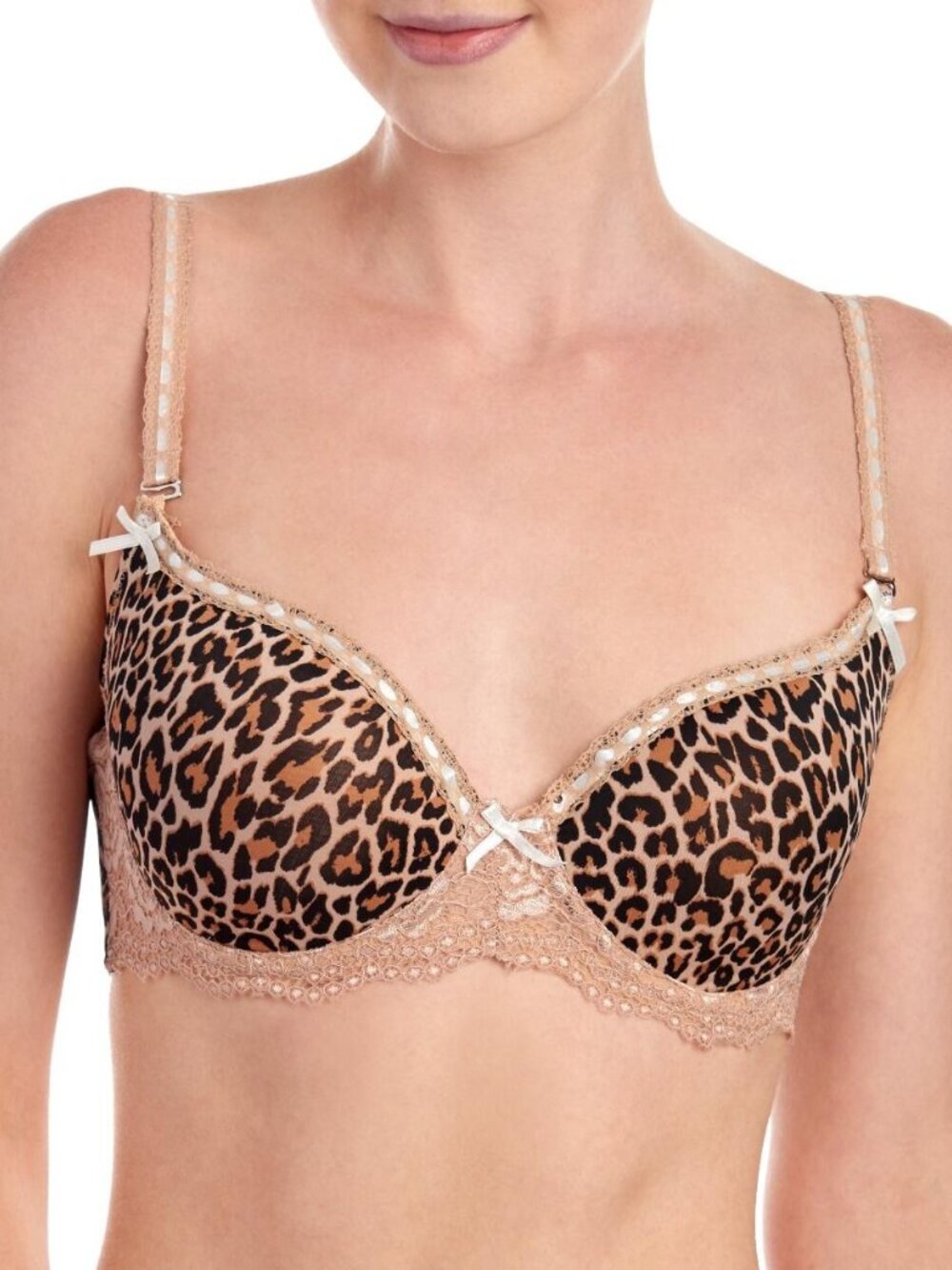 NWT Isaac Mizrahi Bra Balconette 34C Animal Print Black Tan Lace UW IM15782 - Picture 2 of 12